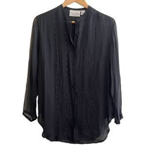 Pier 1 imports Passports black sheer sleeves blouse Sz Small women